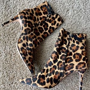 JCREW Leopard Animal Print Pointy Toe High Heel Booties